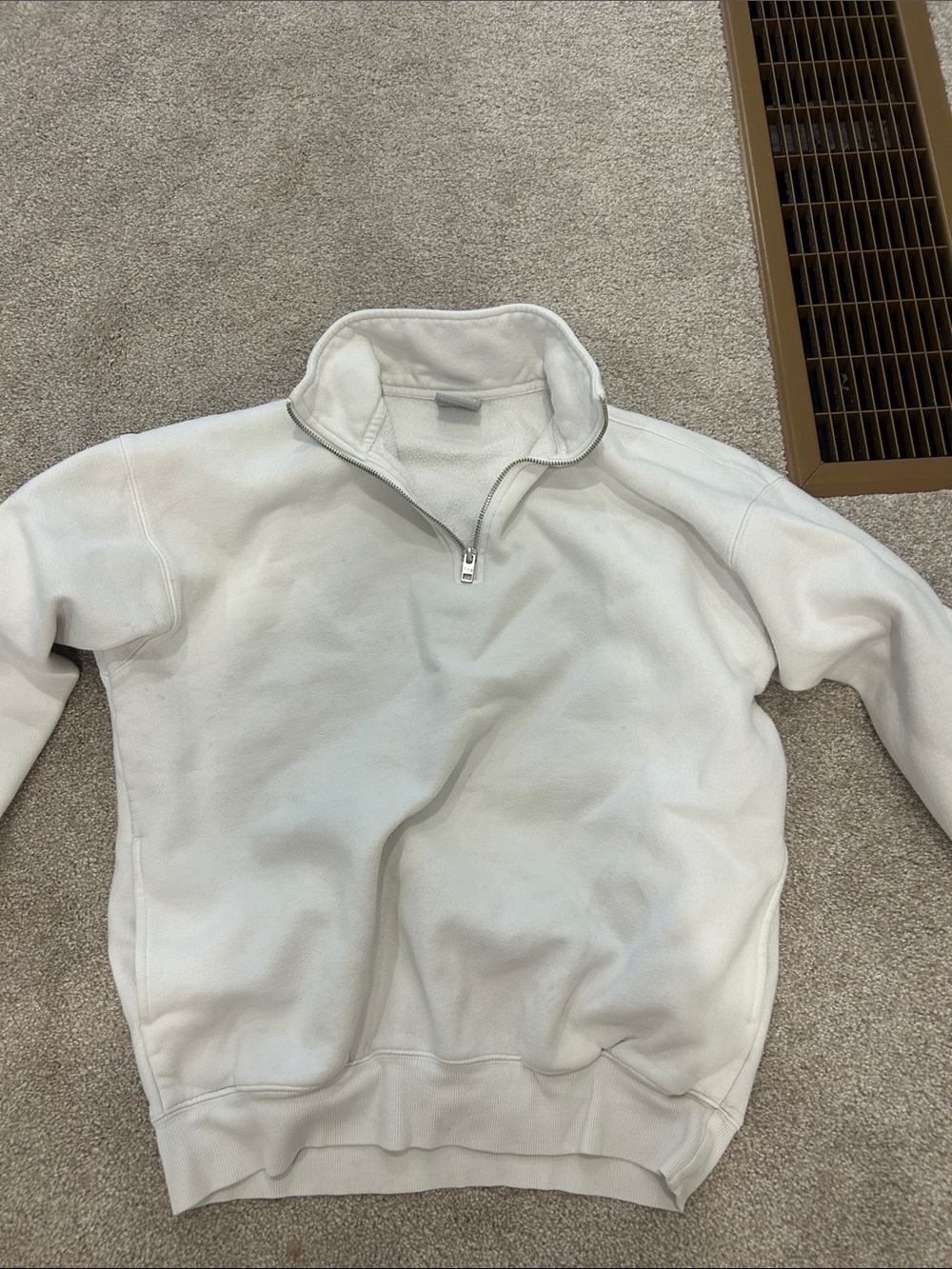 TNA Woman’s  White Quarter-Zip Fleece Sweater